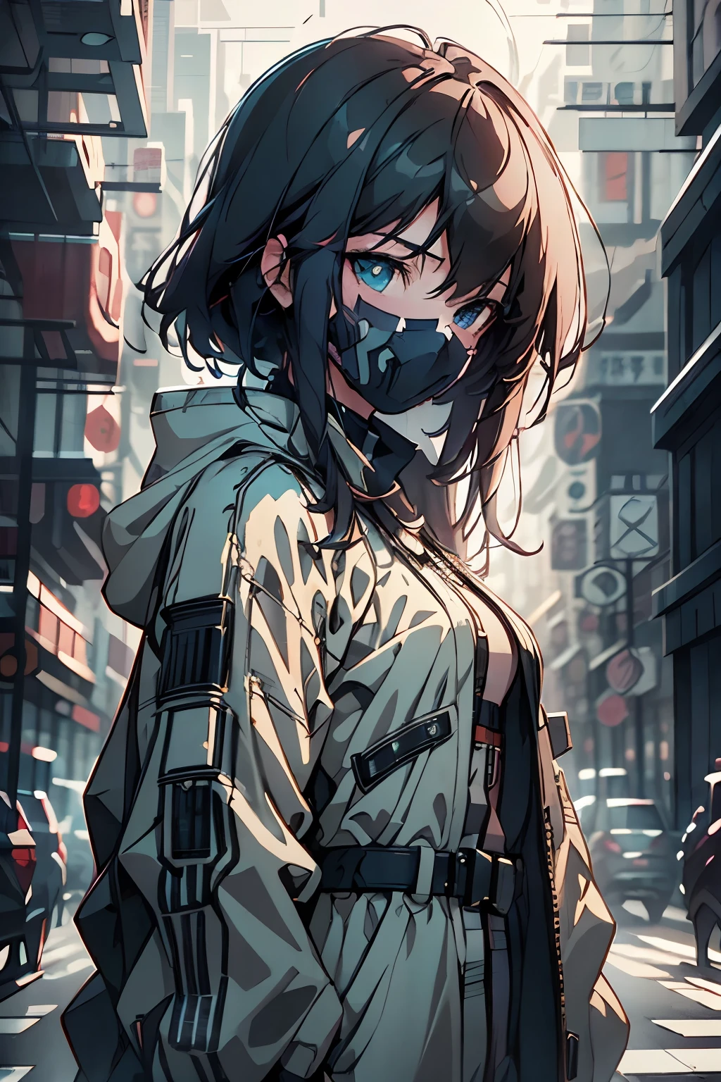 ghost in the shell in the style of 90's vintage anime, robotics, scifi, futuristic, surrealism, akira style, advance suit, detailed line art, fine details, greg rutkowski makoto shinkai kyoto animation key art feminine eye-level shot