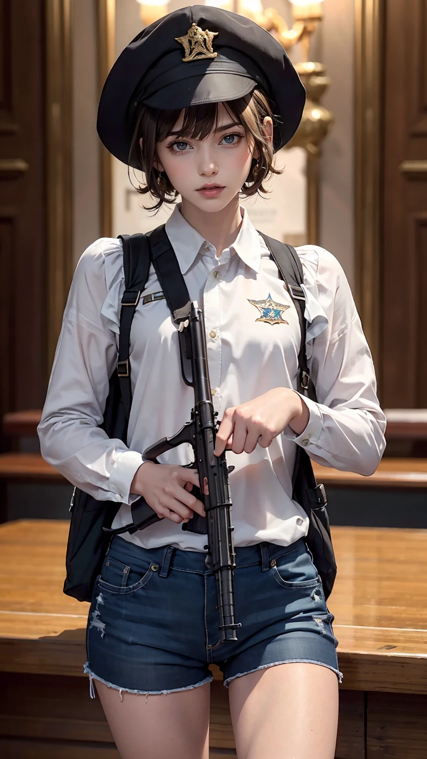 masterpiece, highest quality, One boy, Cowboy Shot, Delicate eyes, uniform,  AK 47, Now, Kalashnikov_rifle, assault_rifle, Holdi...