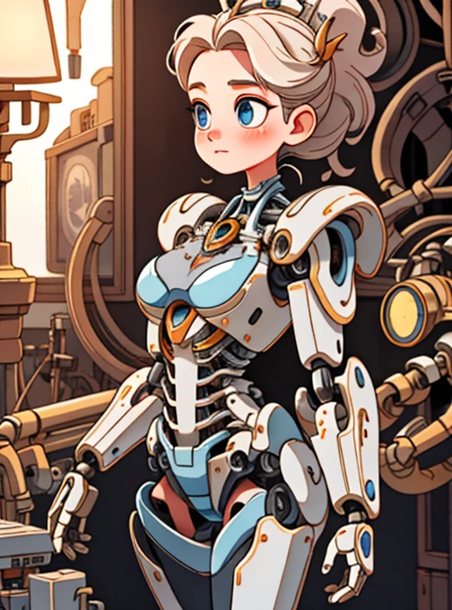 (original) , (Highly detailed wallpaper) , Highly detailed illustration, (1 girl) , Very short stature，Beautiful Eyes, (Delicate face) , Perfect detail，Realistic small breasts
((Mechanical parts)), Mechanical spine, Mechanization, future, Thin thighs， Research Room, ((Mecha)), Stylish energy \(module\), repair, 
 (Best lighting) , (Very intricate details) , 4K Unity, (Super fine CG: 1.2) , (8k: 1.2) , Genuine