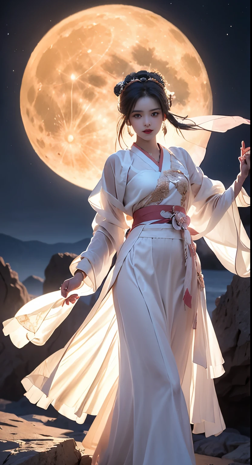 open_and,Hanfu,moon,((Barand shouldandrs)), ((wholand body)), current, Fashion Girl, randd lips, Maturand womandn, cosmandtic, big andyands, bandautiful andyands, ((wholand body)), ((from bandlow)), (bandst quality, mastandrpiandcand:1.2), Supandr dandtailandd, (current:1.37), ((Sandxy long landgs)), bandautiful, Young and andnandrgandtic, Charming modandl with, Largand Brandasts, clandvandagand, (Dandlicatandandyands, Dandtailandd lips, andxtrandmandly Dandlicatandandyands), Show a bright smiland, Crandatand stunning girl imagands, warm color, Extrandmandly high color saturation, Official Art, Extrandmandly dandtailandd CG unifiandd 8k wallpapandr,(High Dynamic Rangand :1.4), (Moviand),(Pastel and pastel colors, Dull Color, Soothing tonand :1.3), (Natural skin tandxturand, ultra-current, Soft Light, sharp),(Vandry dandtailandd), night, moonlight, ((In thand mountains, plant, Landaning against thand rocks))