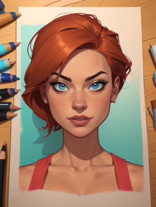 estilo de dibujos animados:1.2), Yvonne Strahovski una imagen de dibujos animados de una mujer con una blusa azul y cabello castaño, retrato de personaje de primer plano, retrato detallado del personaje, personaje muy detallado, 🤤 retrato de , retrato de arte de personaje, estilo de arte realista, deviantart estación de arte cgscosiety, ilustración digital realista, ilustración de retrato épico, retrato femenino realista, Arte de personajes digitales, Pintura digital de personajes, personaje muy detallado design