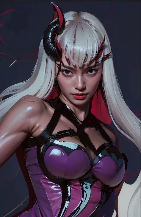 a close up of a woman(dragon demon )  white hair and outfit, big booobs ,  shadowbringers cinematic, 4 k detail fantasy, a beaut...