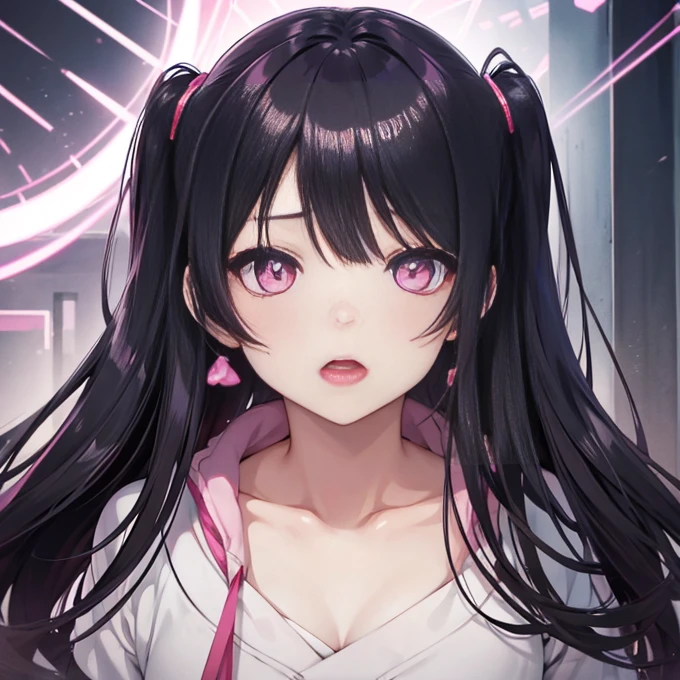 Anime-style expression,Eyes glowing pink,In the photo彼女の目にハイライトはありません.The girl in the photo is hypnotized,Half-open mouth,Similar to You&#39;suffocate again,In the photo, she seems stunned.,Busty woman posing for a photo,Perfect expression,Likely to burst,Your breasts will get bigger,huge ,A lewd tattoo is carved into the cleavage,My breasts are getting bigger,Big Boobs,Camel Toe、hugeなシジュウカラ、Nipple Puffs、Cleavage、Plump、Super big breasts、Super big butt