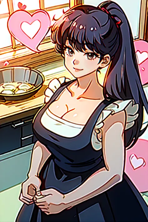 (masterpiece, best quality:1.2), solo, 1girl, kodachi kuno, large breasts,  (black hair, sidetail hair), (spoken hearts:1.2) , l...