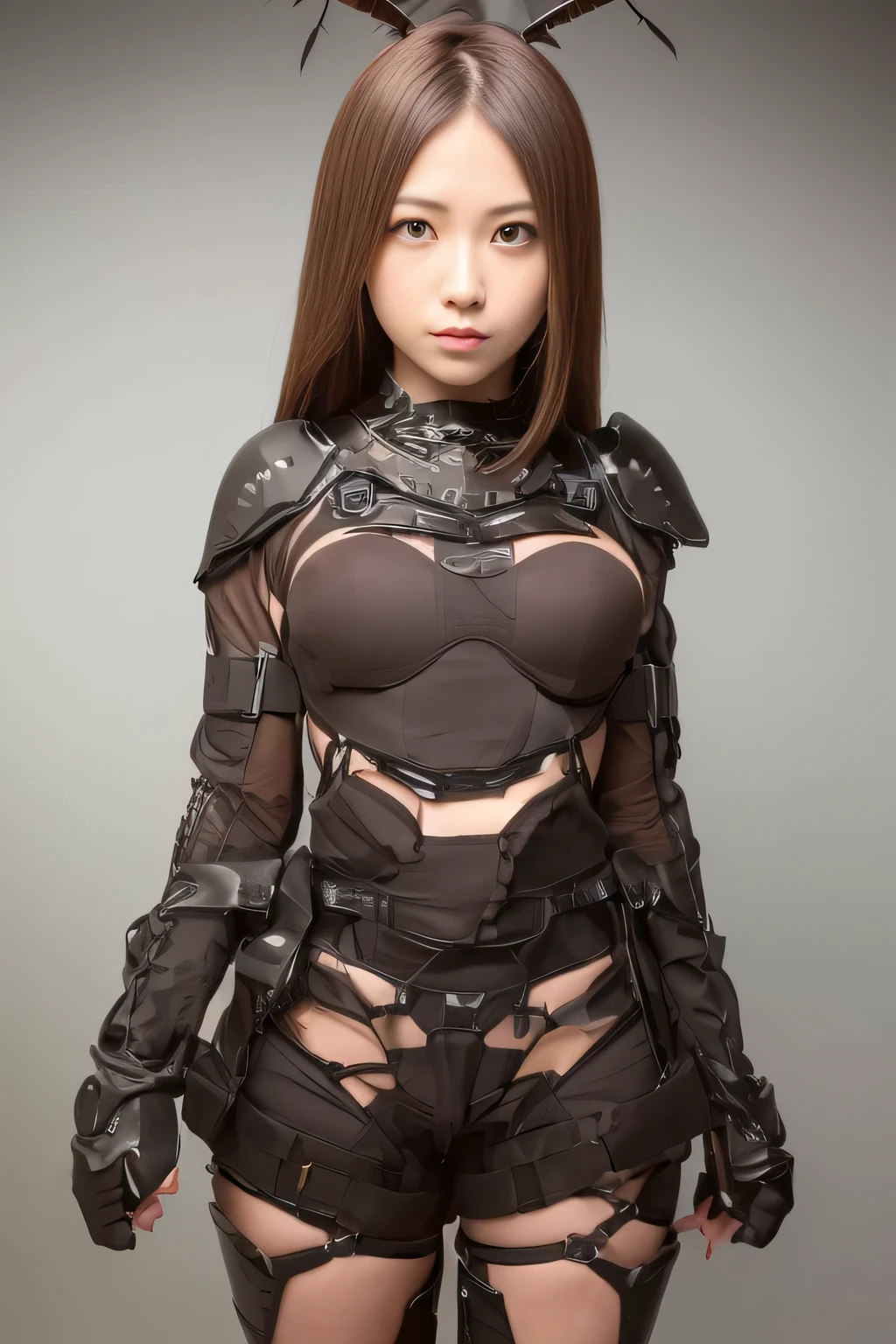 (high resolution,masterpiece,best quality,extremely detailed CG, anime, official art:1.4), realistic, photo, amazing fine details, all intricate, gloss and shiny,awesome many layers, 8k wall paper, 3d, sketch, kawaii, illustration,( solo:1.4), perfect female proportion,villainess, (fusion of dark brown cockroach and lady:1.4), (brown cockroach form lady:1.2), (brown cockroach lady:1.2), (fusion:1.2), (solo:1.4), (evil smile:1.2), muscular, abs, (cockroach brown exoskeleton bio insect suit:1.4), (cockroach brown exoskeleton bio insect armor:1.2), (brown transparency cockroach wing:1.4), (brown cockroach antennae:1.3),