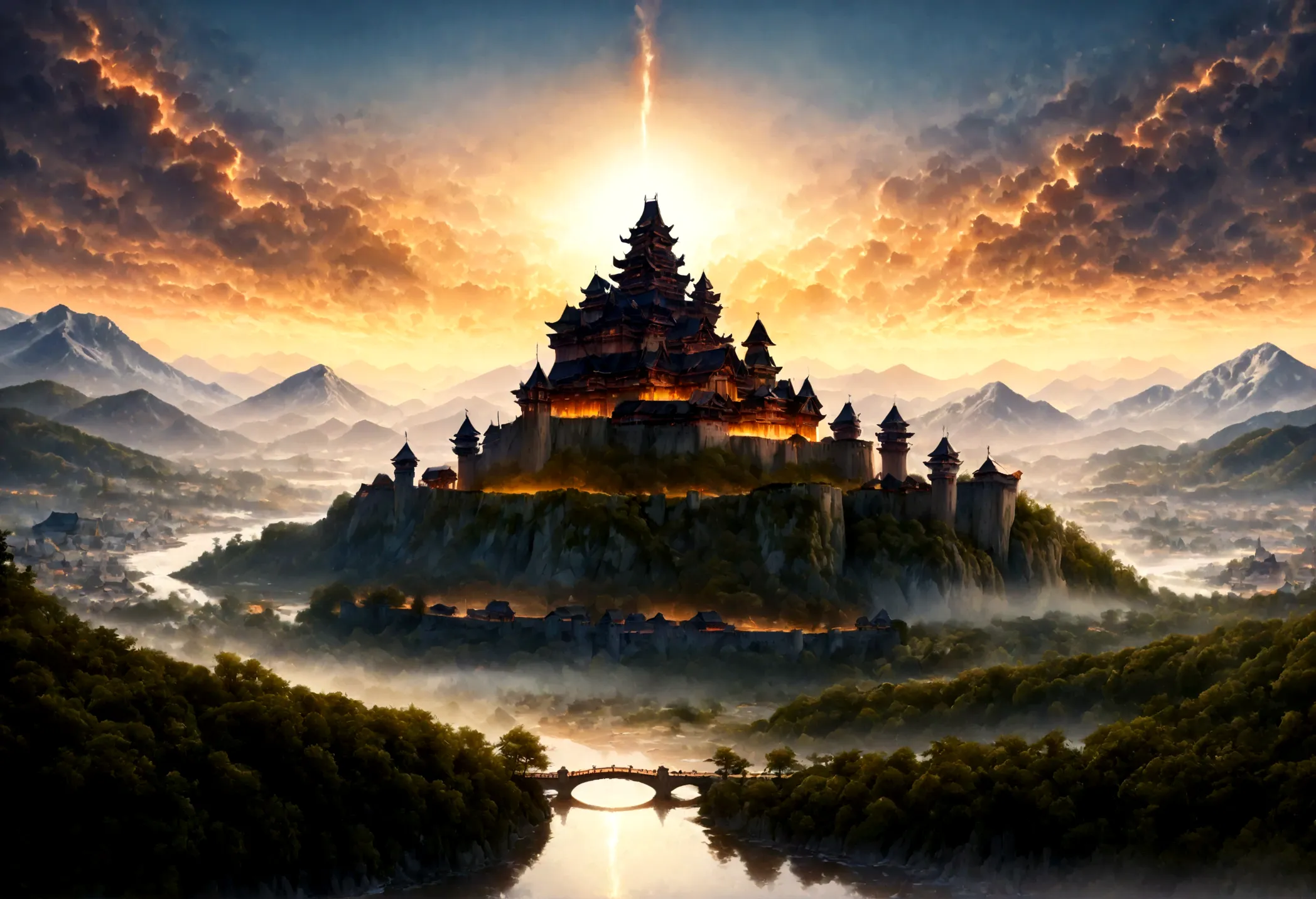 an award winning picture, national geographic style, arafed, magnificent artistic picture of a (japanese medieval castle: 1.4) (...