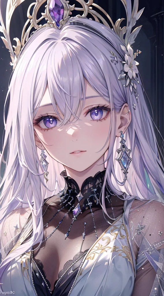 8k, High resolution RAW color art, animation, Silver Marble Skin, (((Highly detailed elegant))), Magical atmosphere, Detailed skin, texture,(Exquisitely crafted, The finer details, Ultra-detailed art), Depth of written boundary, Silky Touch, Hyper Detail, (Pastel Purple), Beautiful Eyes, Elegant face, Doctor&#39;s coat, From the waist, Hip, Black Room, lingerie, Recall, Room lighting, room tree