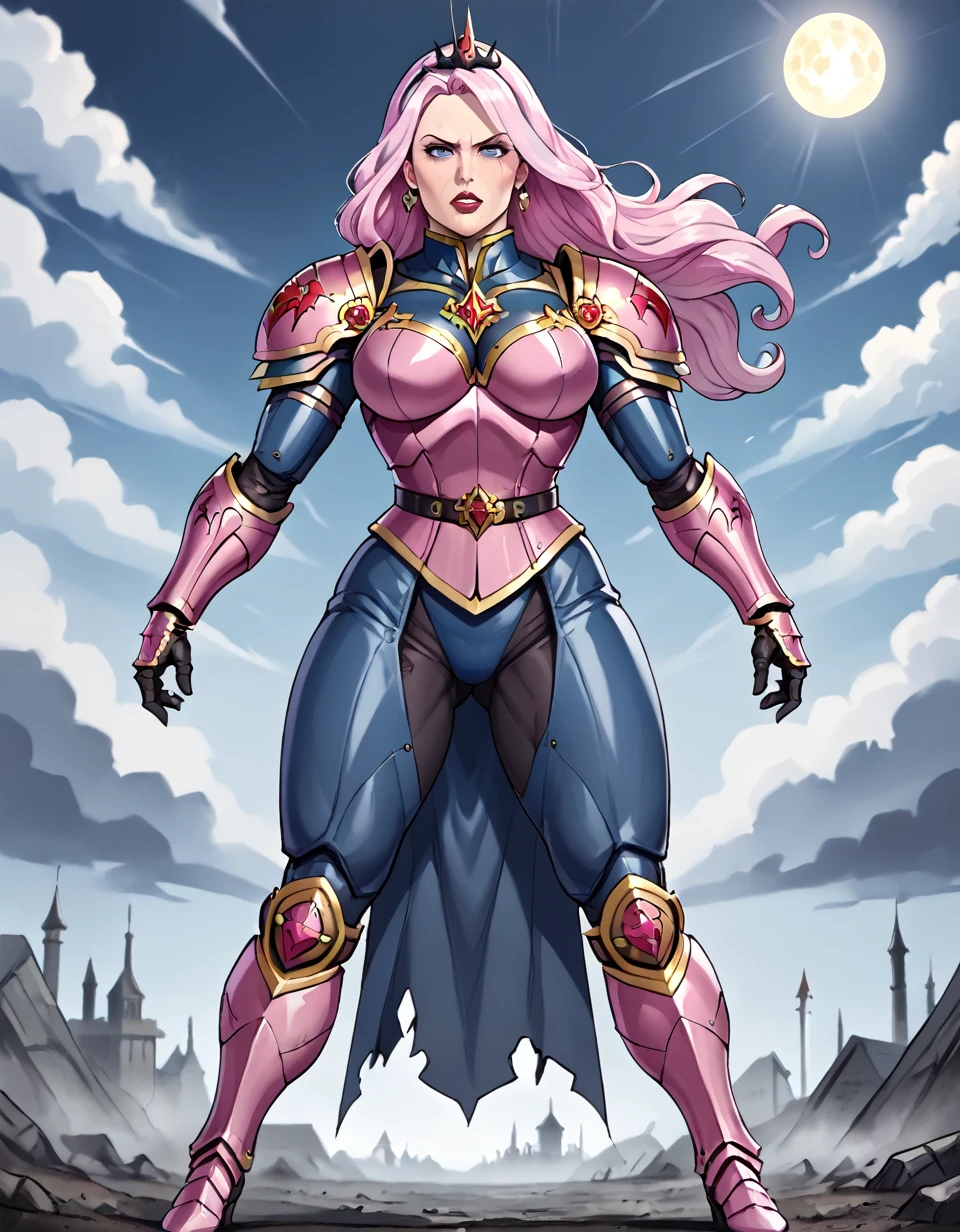 ((adepta sororitas)) in power-armor from the Dark-angels, Belle Delphine as Alice in wonderland,  mature female, dynamic pose, in apocalyptic style 