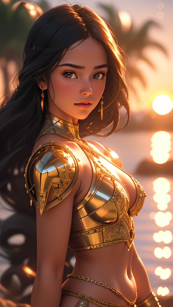 (masterpiece), (extremely intricate:1.3), (realistic), portrait of a girl, the most beautiful in the world, (medieval armor), metal reflections, upper body, outdoors, intense sunlight, far away castle, professional photograph of a stunning woman detailed, sharp focus, dramatic, award winning, cinematic lighting, octane render unreal engine, volumetrics dtx, (film grain, blurry background, blurry foreground, bokeh, depth of field, sunset, motion blur:1.3), chainmail