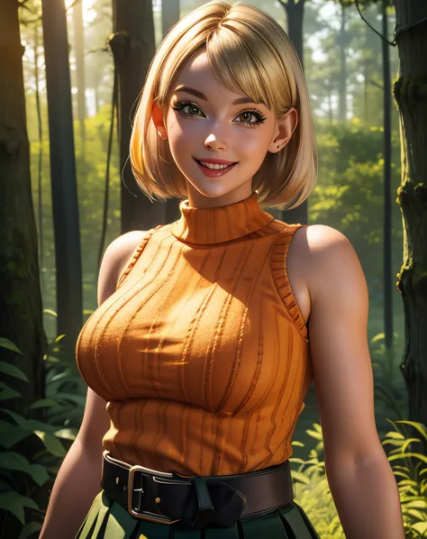 ashleyc,brown eyes,blonde hair,lips,short hair,
orange sweater,sleeveless,skirt,belt,smile,
standing,mansion,night,outdoors,fore...