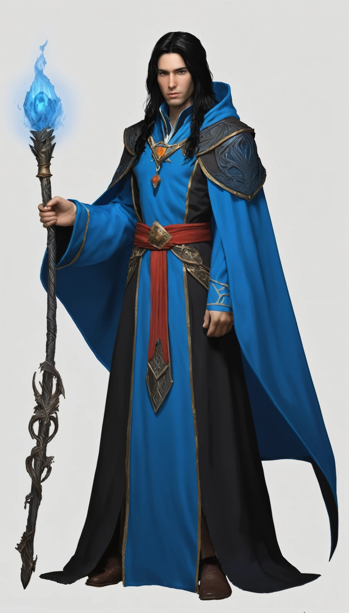 This male mage, human race , long black hair, lets you convince a beast that you mean no harm. choose a staff that you can see within range. blue cape, blue robe, she must see and hear you. if the beast&#39;s intelligence is 4 or higher, a magia falha. otherwise, the beast must succeed on a wisdom saving throw or be charmed by you for the spell&#39;s duration. if you or one of your companions harm the target, a magia termina.