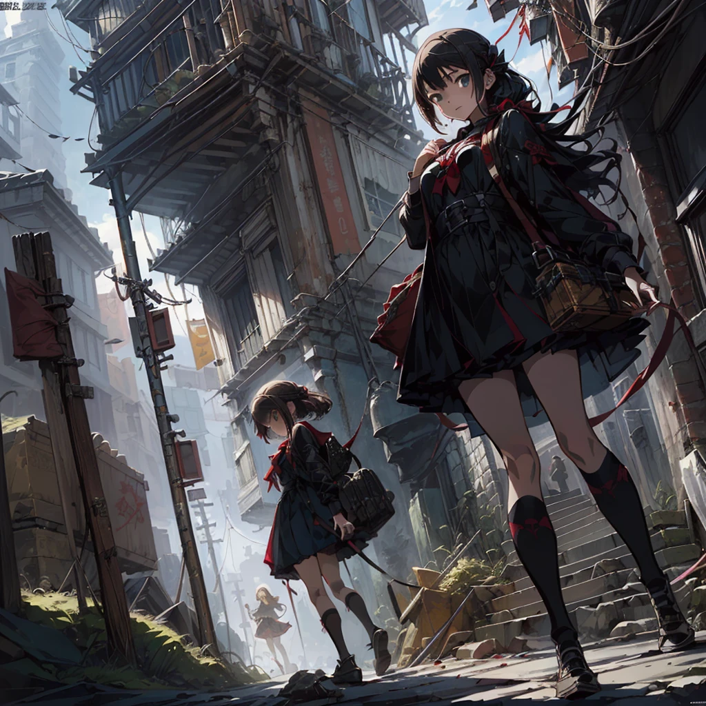 1girl、(((highest quality、Masterpiece、Official Art、Super detailed、The best composition、best composition)))、(Thin Hair)、 Super detailed, Anime Style, alone, full length, Concept Art,Vampire Hunter　high school girl　Reaper&#39;s Scythe, Black Sailor Suit, With the bat. Super huge, Tall and stylish, Very large.、White Background, full lengthに立って, Standing on the desolate land,battoujutsu
