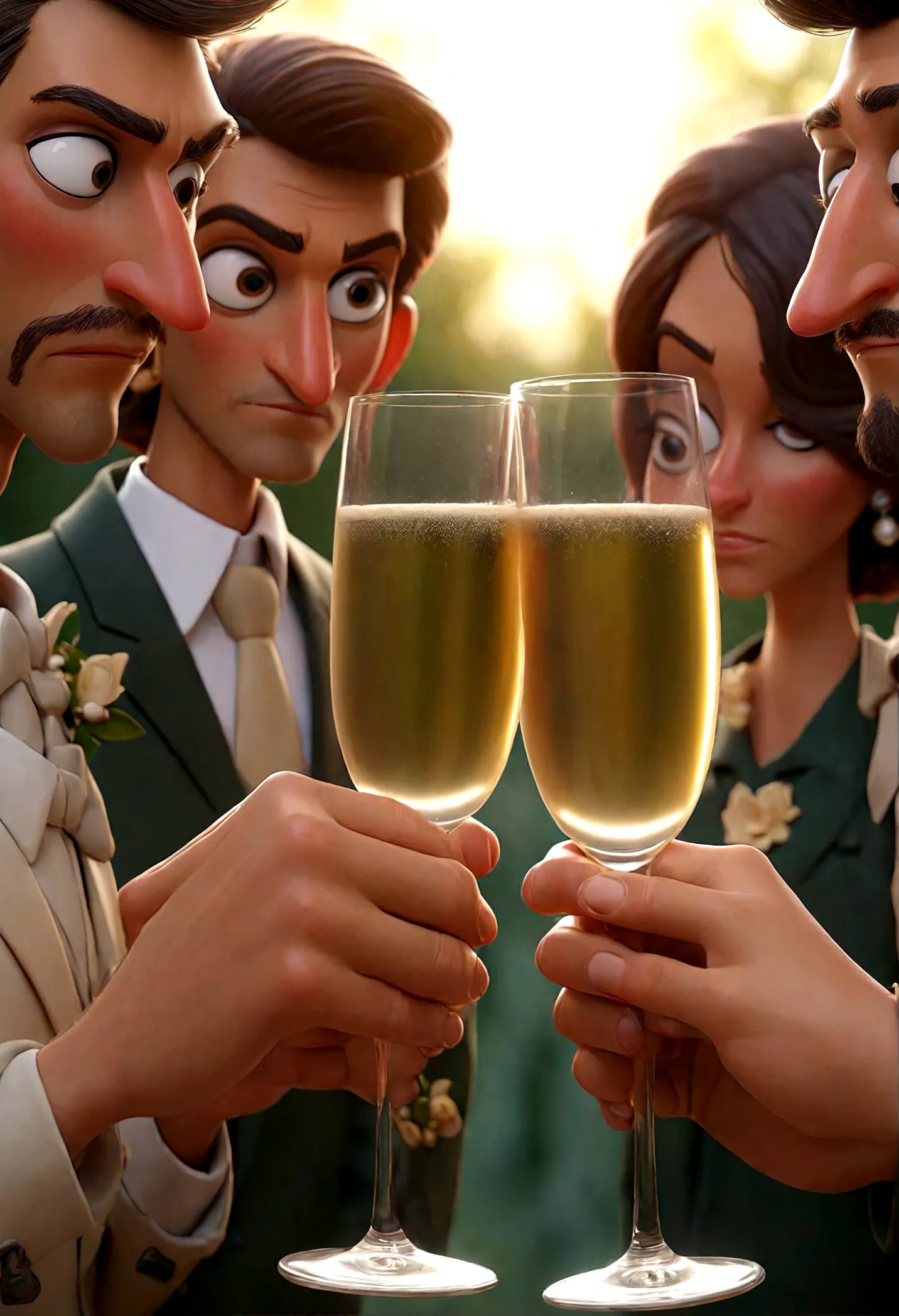 amigos juntos olhando para a foto, hands together holding a glass of champagne
