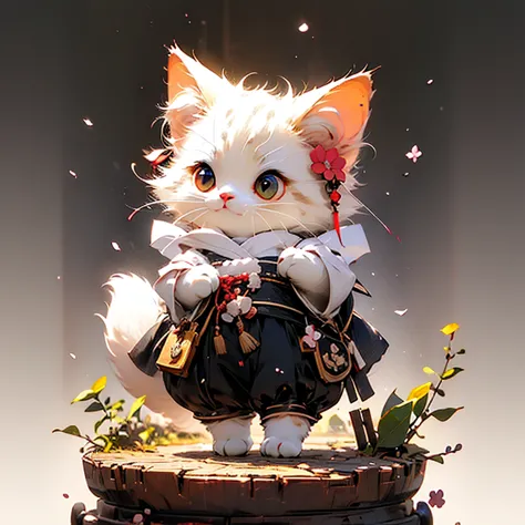 cute little surreal snow white cat,,  adorable super fluffy, logo design, comics, cinematic lighting effects, attractive 3d vect...