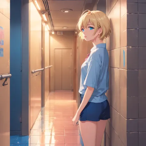 Anime girl in a bathroom with a toilet and sink - SeaArt AI