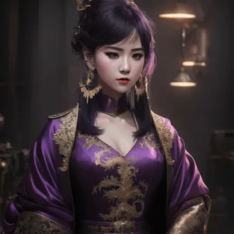 there is a 18 years old in a purple dress holding a dragon, wlop and ross tran, ross tran 8 k, fantasy art style, chengwei pan o...