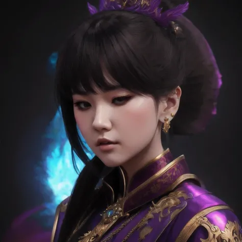 there is a 18 years old in a purple dress holding a dragon, wlop and ross tran, ross tran 8 k, fantasy art style, chengwei pan o...