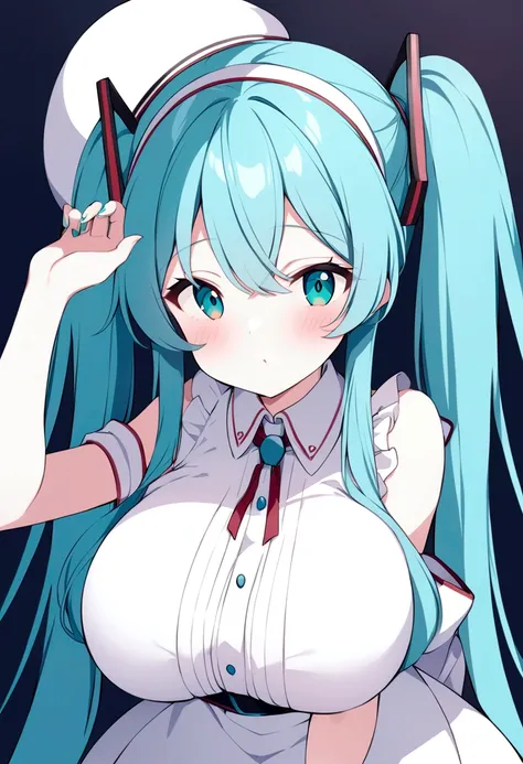 Hatsune miku, large full breasts、A slight smile、owtech, top-quality -  SeaArt AI