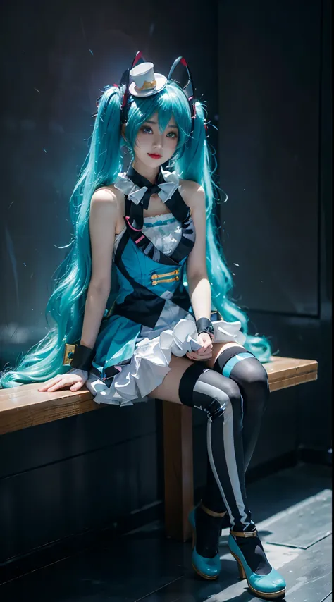 hatsune miku cosplay costume, hatsune miku, magical mirai miku, cosplay, aqua hair, twintails, very long hair, vest, sleeveless ...