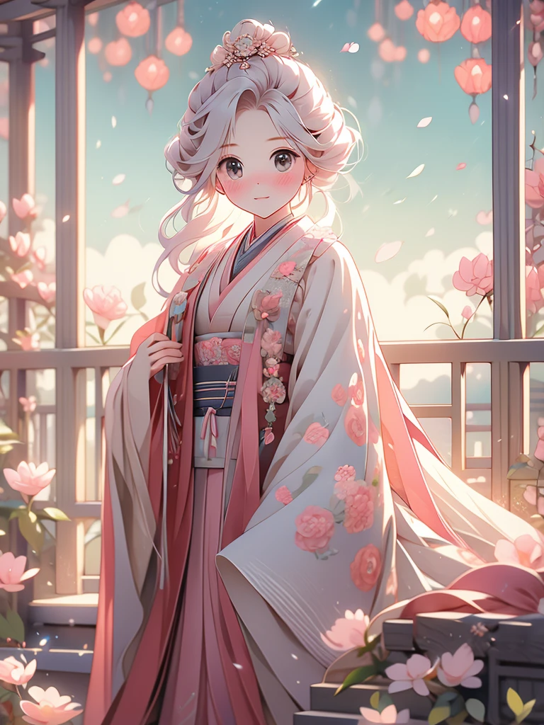 (couleur pastel:1.2)、chef-d&#39;œuvre、la plus haute qualité、haute résolution、(art mignon:1.2)、(fille chibi:1.2)、Kimono à douze couches、détaillé ultra précis、Transparent