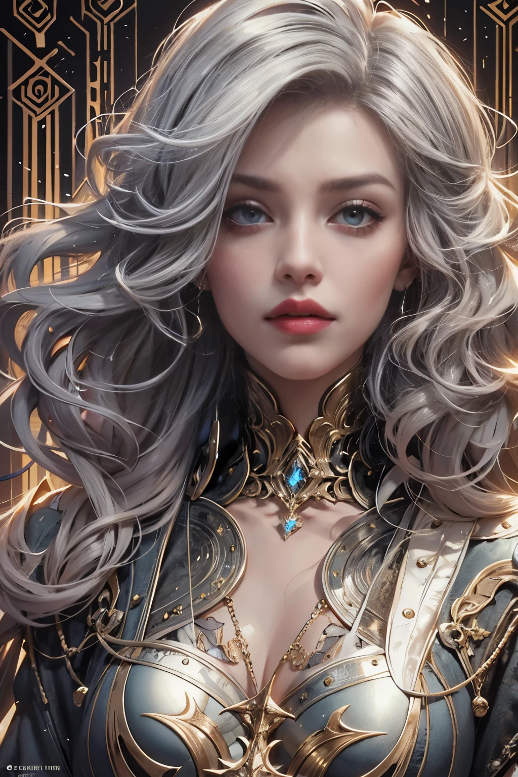 Portraiture, Beautiful woman, Gray Hair, Glamorous Dress, (Long, wavy hair like smoke):0.85 , Confident expression, detailed, 16k, sf, complicated artwork masterpiece, Unlucky, Matte Painting Movie Poster, Golden Ratio, CGSociety Trends, complicated, amazing, Trending on Art Station, by Artgerm, h. r. Giger and Beksinski, highly detailed, Vibrant, Production Movie Character Rendering, Super high quality model:1,huge firm bouncing bust, dynamic sexy poses
