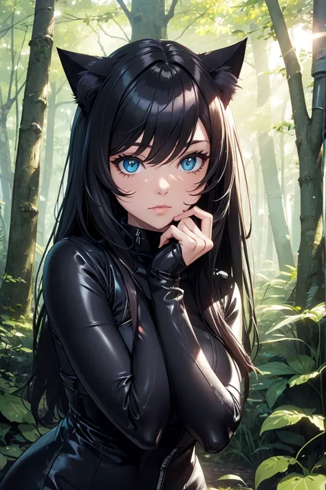 Cat woman in the forest