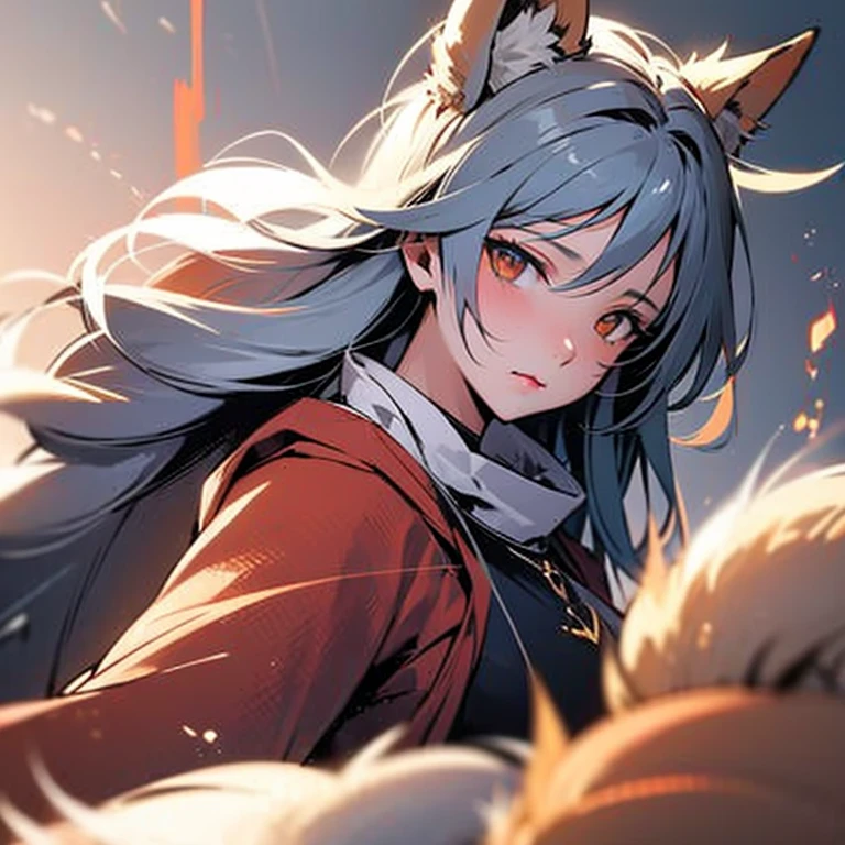 One Girl, Fox Girl, Fox&#39;s Tail, Nine-Tailed Fox,Fox Ears, Black colored hair, Fox Makeup,One Girl, Kimono with open chest, Body size is 100-70-90!, Nice body, Avatar, face, Open chest, lewd face, Dominant representation, naughty face, Big Breasts, Emphasize cleavage,Show bare skin, Skin is visible, With legs apart, Show off your thighs, M-shaped legs, A beautifully patterned kimono,Red and black flowing water pattern kimono, I can see her cleavage, Muscular, Uplifting, Abdominal muscles, Exposed skin, Long Hair, Skin Texture, Soft breasts, Large Breasts, Standing in a grassy field, outside, Blue sky,Composition facing directly ahead, Grab your breasts with both hands, Fingers digging into breasts, Developmental atmosphere, god秘的な絵, god々Cool atmosphere, Holding a Japanese sword