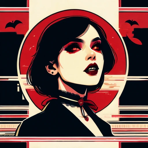 (obra maestra, mejor calidad:1.2), 1 chica, solo, hermosa mujer vampiro, lindo, comic style, Novela oscura, antiguo