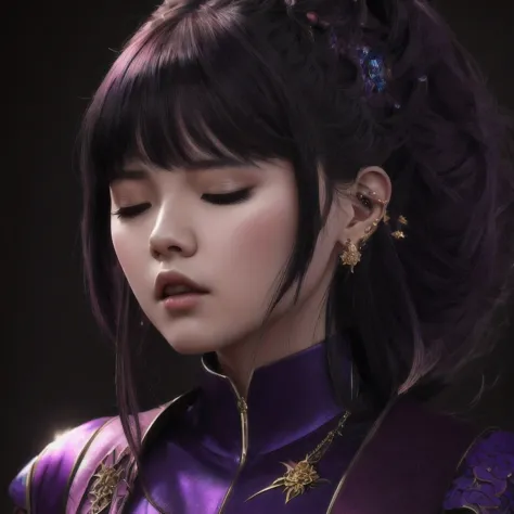 there is a 18 years old in a purple dress holding a dragon, wlop and ross tran, ross tran 8 k, fantasy art style, chengwei pan o...