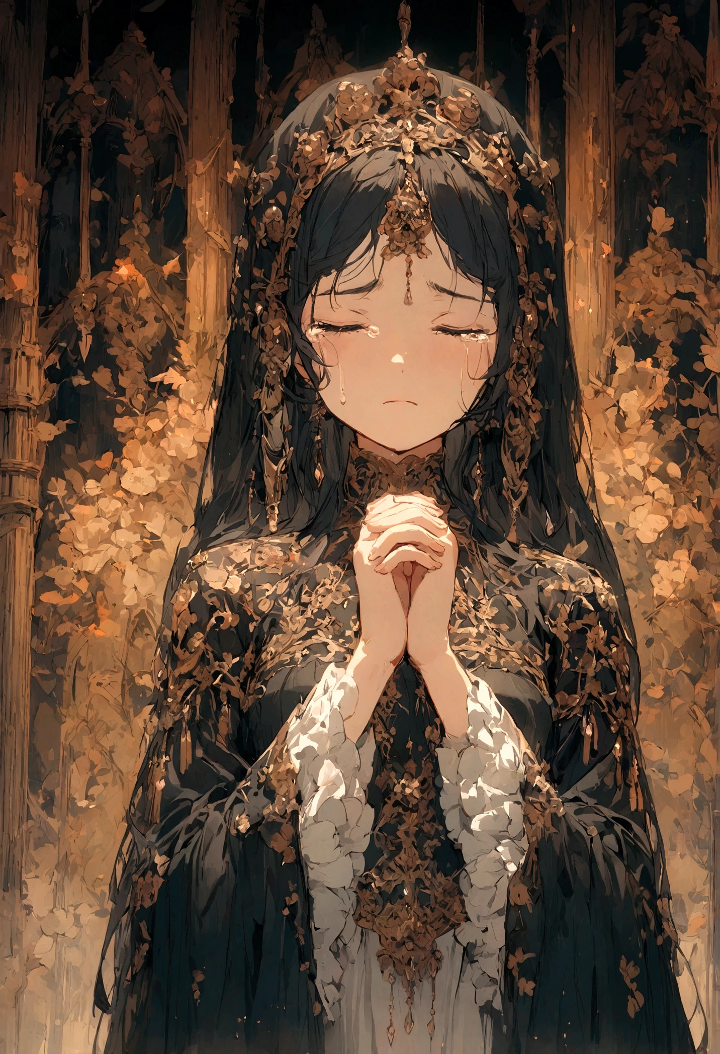 praying girls with tears