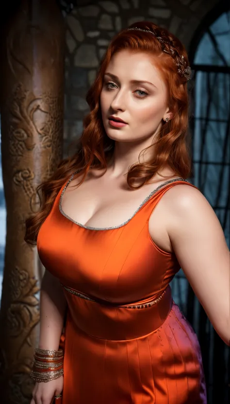 face of sophie turner, sansa stark played by sophie turner, the de facto lady of the eyrie, is a 40-year-old mature queen with a...