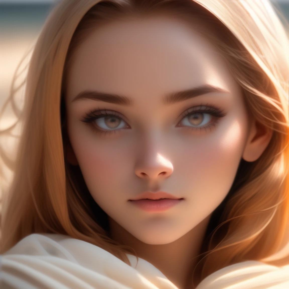 close up of a european woman, ginger hair, winter beach, natural skin texture, 24mm, 4k textures, soft cinematic light, RAW photo, photorealism, photorealistic, intricate, elegant, highly detailed, sharp focus, ((((cinematic ligth)))), soothing tones, insane details, intricate details, hyperdetailed, low contrast, soft cinematic light, dim colors, exposure blend, hdr, faded