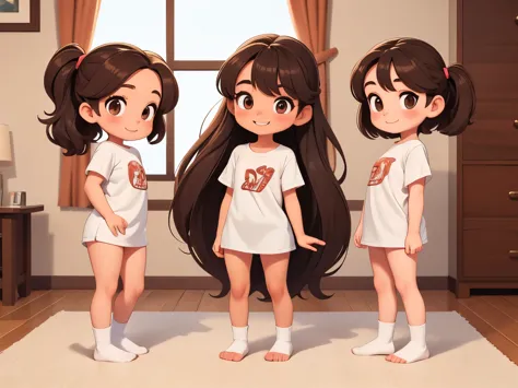 Ultra-realistic 7-year-old, Three Girls，Little kid，Very short stature，Very thin thighs，masterpiece, 最high quality, high quality,...