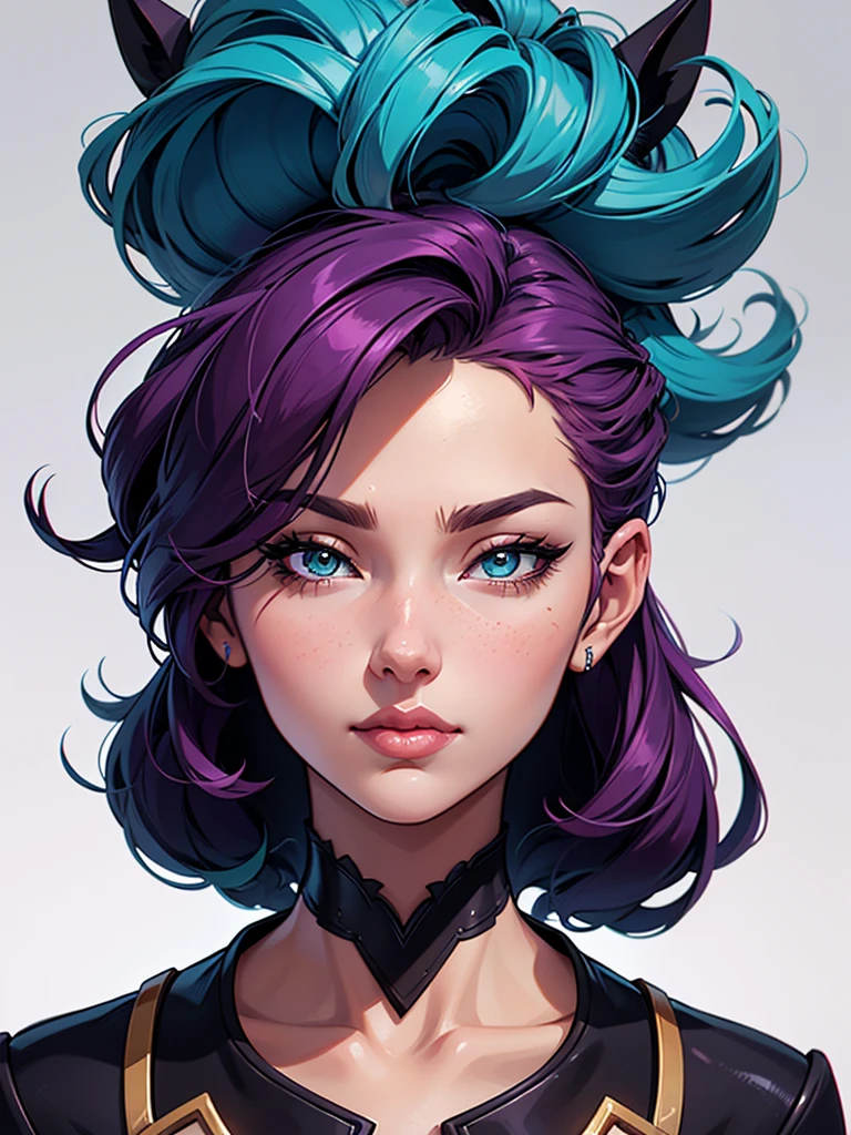 um close up de um desenho animado de uma mulher com um rabo de cavalo, Lois van Baarle e Rossdraws, style digite germe, digite germe and lois van baarle, desenho animado rossdraws vibrante, even model | digite germe, digite germe style, digite germe and rossdraws, digite germe on artstation pixiv