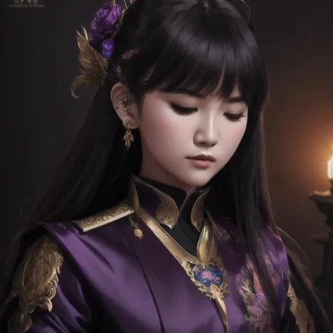 there is a 18 years old in a purple dress holding a dragon, wlop and ross tran, ross tran 8 k, fantasy art style, chengwei pan o...