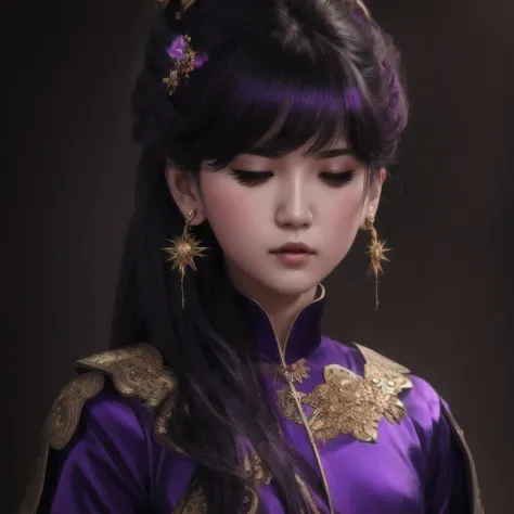 there is a 18 years old in a purple dress holding a dragon, wlop and ross tran, ross tran 8 k, fantasy art style, chengwei pan o...