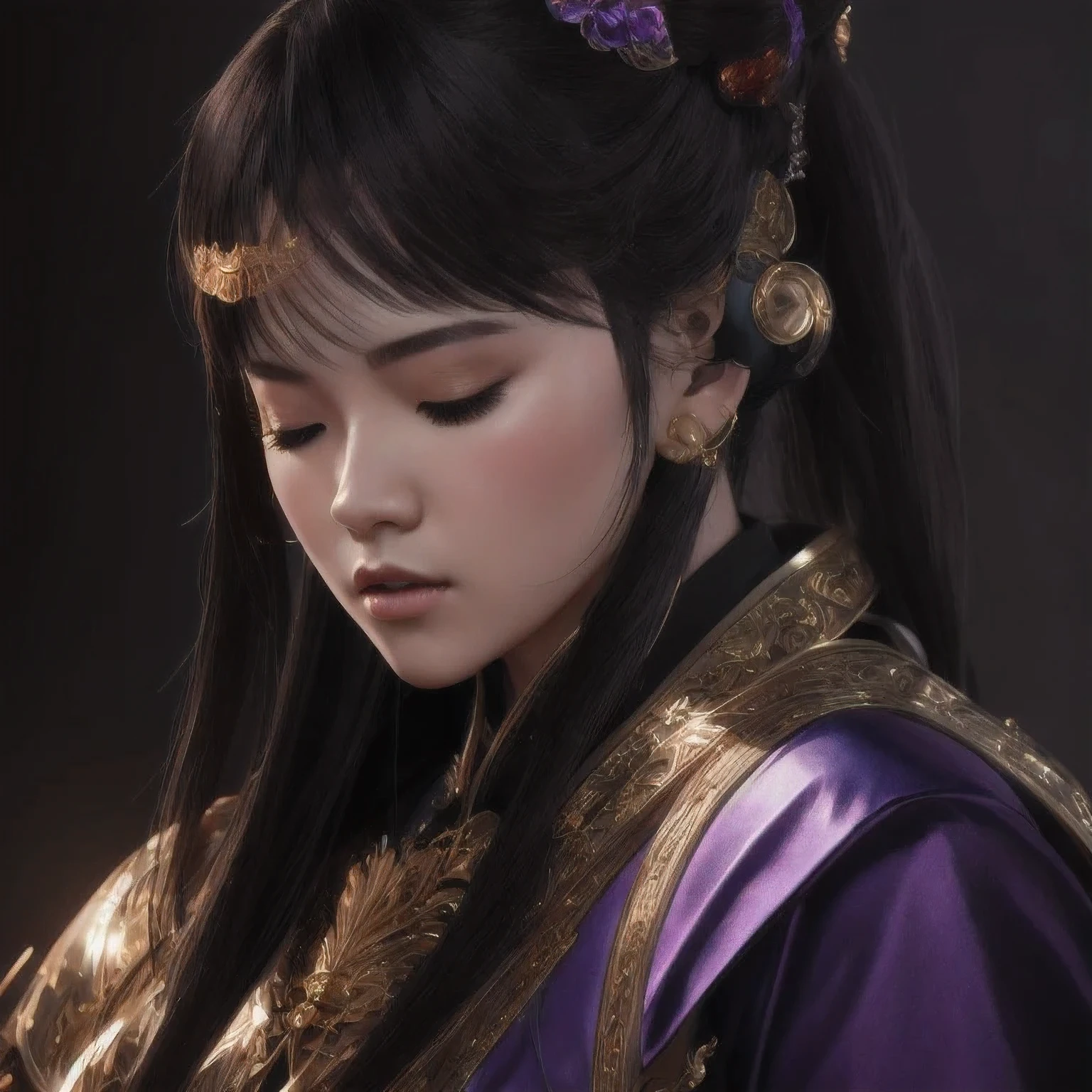 （((the guitar player))）the guitar player，there is a 18 years old in a purple dress holding a dragon, wlop and ross tran, ross tran 8 k, fantasy art style, chengwei pan on artstation, a beautiful fantasy empress, ross tran and wlop, ruan jia and artgerm, the dragon girl portrait, ig model | artgerm, artgerm and ruan jia，beautiful
1girl
bangs
深绿 eyes
closed mouth
ear piercing
earrings
grey background
hair ornament
jewelry
lips
looking at viewer
military
military uniform
nose
piercing
portrait
realistic
short hair
simple background
solo
upper body