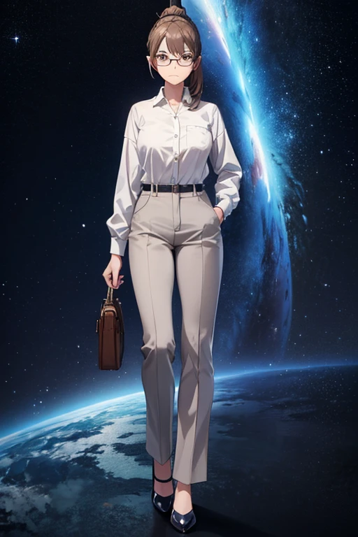 Anime drawings、Full body portrait、Space SF Captain、A woman, about 28 years old, standing upright, about 165cm tall, wearing a grey jacket, white T-shirt and shorts.、Laughing with mouth open、Hairstyle is semi-long straight、Blonde、Blue Eyes、Socks and sneakers、Cap