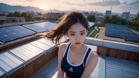 a beautiful detailed portrait of teenage korean girls, wearing stylish athletic clothing that accentuates their slender figures,...