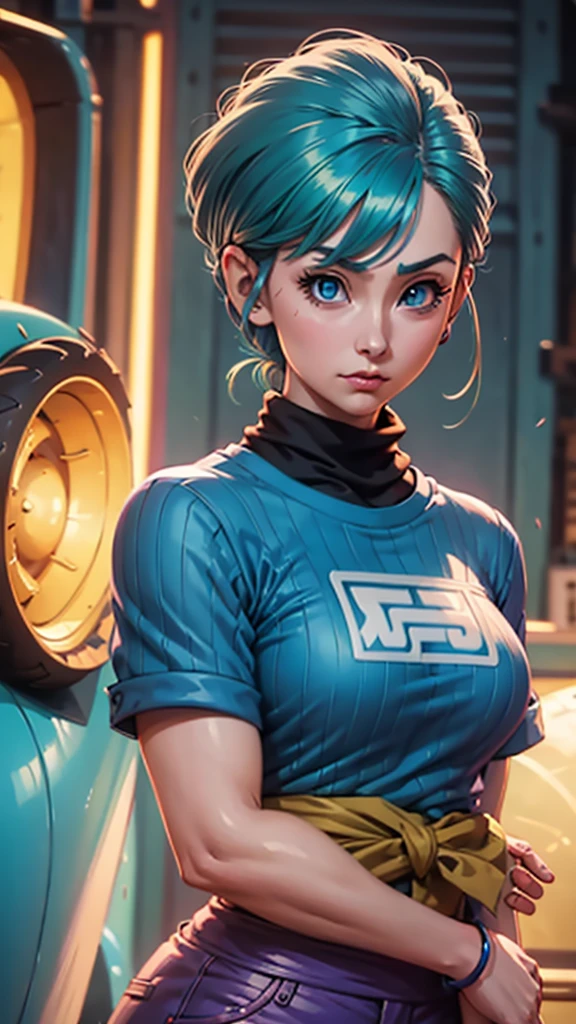 Close-up of a person in a pink outfit posing for a photo, bulma from dragon ball, artwork in the style of guweiz, In the style of Ross Tran, extremely detailed artistic germ, artgerm julie bell beetle, artgerm and Lois van Baarle, Style Ross Tran, Lois van Baarle y Rossdraws, minty blue fur. 8k.