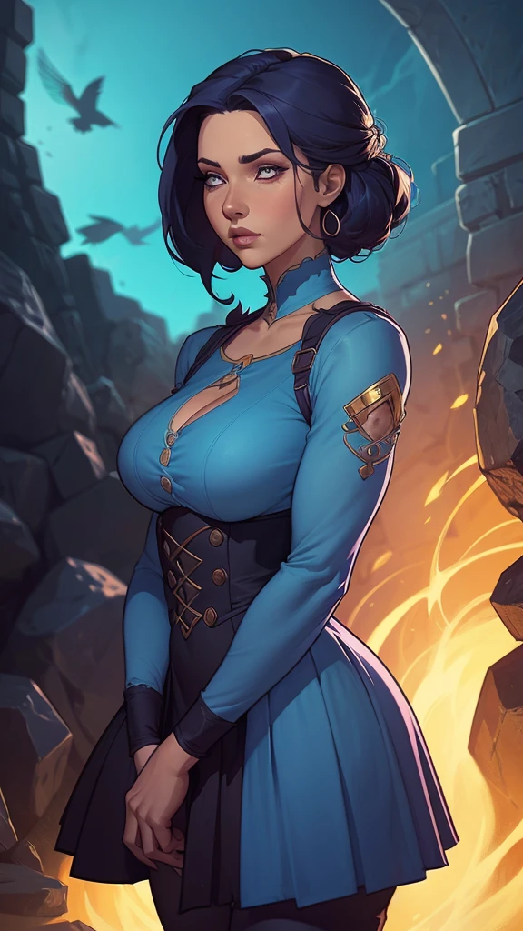 un gros plan d&#39;une femme vêtue d&#39;une robe bleue et de longs cheveux rouges, art de personnage génial, belle peinture de personnage, extremely detailed type germe, Deviantart ArtStation CGSCOSIETY, style type germe, superbe illustration numérique, Alexandra Fomina Artstation, Belle peinture numérique, type germe. illustration animée, bel art numérique