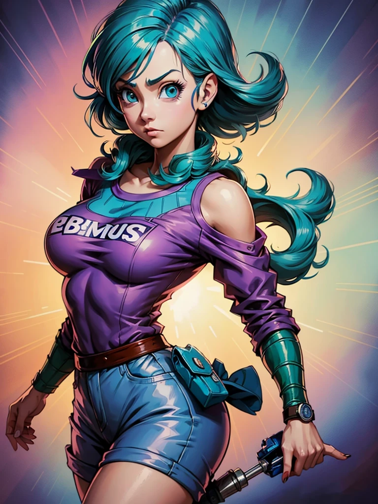 Un primer plano de una persona con un atuendo rosa posando para una foto, bulma de dragon ball, obra de arte al estilo de guweiz, al estilo de ross tran, extremely detailed artistic germ, artgerm julie campana escarabajo, artgerm y lois van baarle, estilo ross tran, Lois van Baarle y Rossdraws, pelo azul mentolado. 8k.