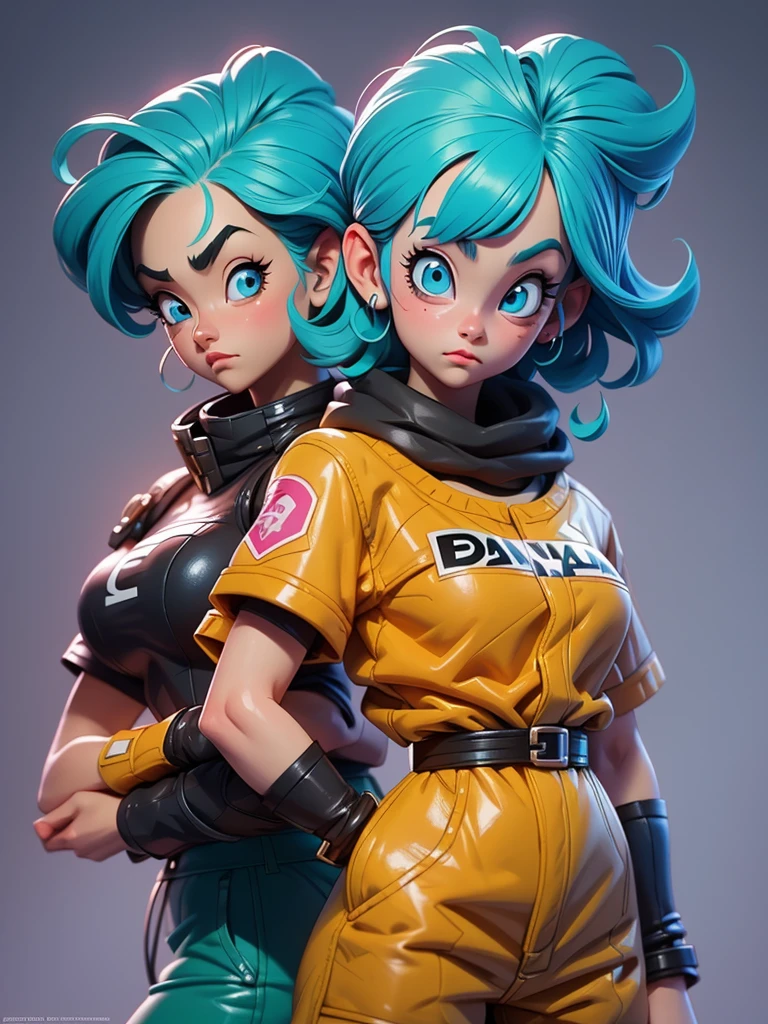 Gros plan d&#39;une personne en tenue rose posant pour une photo, Bulma de Dragon Ball, oeuvre d&#39;art dans le style de guweiz, Dans le style de Ross Tran, germe artistique extrêmement détaillé, artgerm julie bell scarabée, Artgerm y Lois van Baarle, Style Ross Tran, Lois van Baarle et Rossdessins, fourrure bleu menthe. 8k.