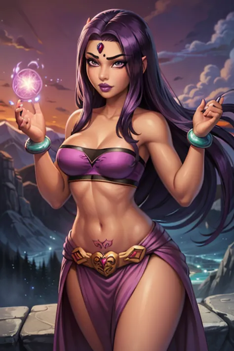 ((ultra quality)), ((masterpiece)), ((Purple-haired long hair)), (Beautiful face), (beautiful female lips), (Fantasy style, Fant...