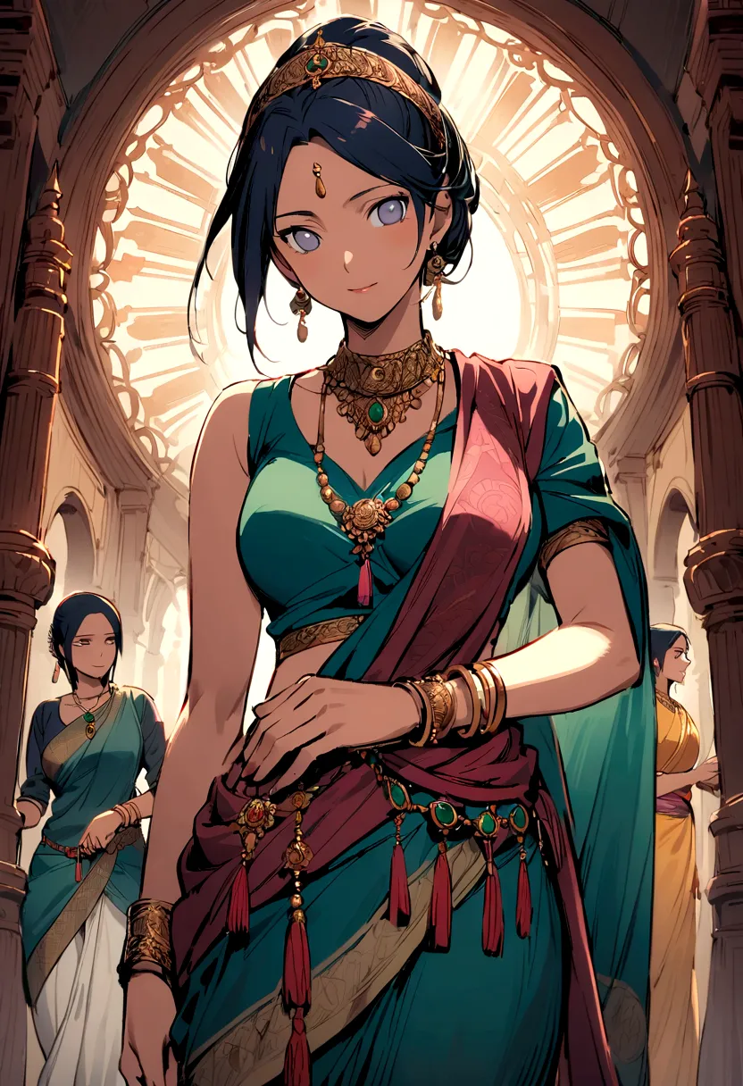 hinata hyuga (from naruto),a beautiful, traditional indian saree. you can choose a specific region's style for the saree, like k...