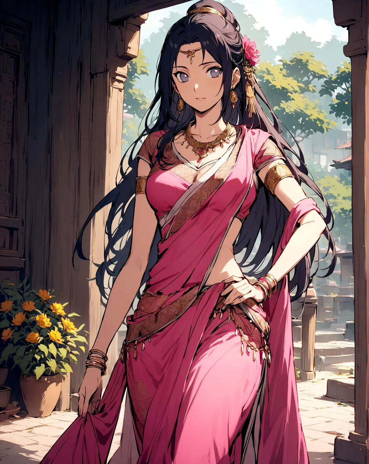 hinata hyuga (from naruto),a beautiful, traditional indian saree. you can choose a specific region's style for the saree, like k...