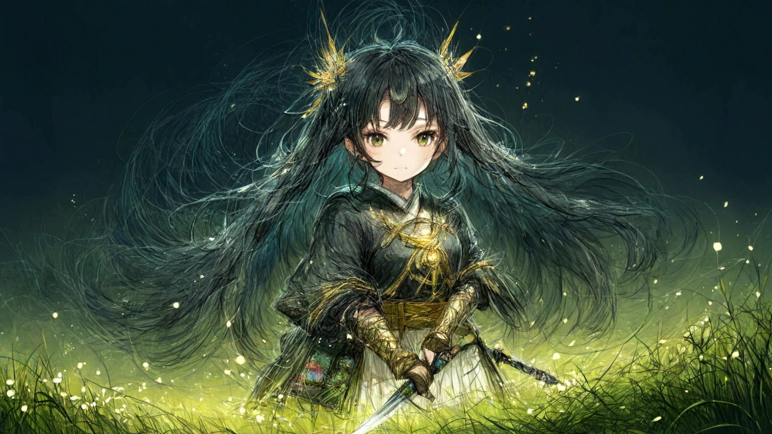 Japanese animation style、Like an illustration from a fantasy novel、Embark on an adventure、Grassland Dungeon Entrance、Delicate line drawing、Sword and magic world fantasy、Fantastic pattern of gold thread、magic circle、Beautiful views、high resolution、Amazingly detailed depiction、4k、128k、