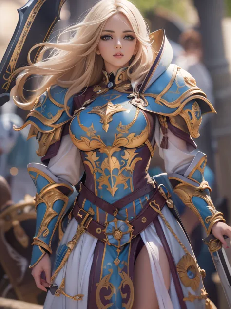 (8k, highest quality, masterpiece: 1.2), (realistic, photorealistic: 1.37), super detailed, one girl, paladin with a sword imbue...