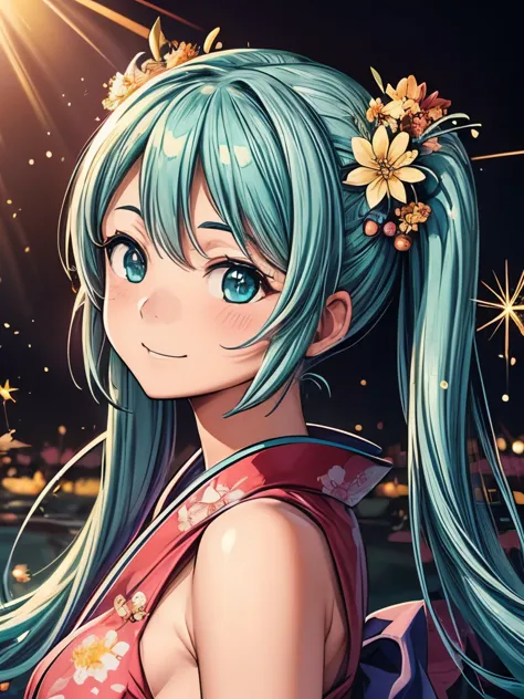 (masterpiece、highest quality、highest quality、official art、beautiful and beautiful:1.2)、(one girl:1.3)hatsune miku、twin tails,bea...