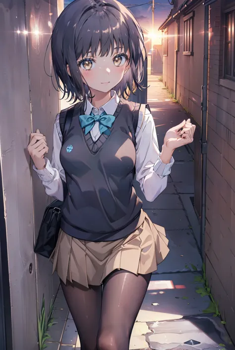 masterpiece, highest quality, Confused, Perfect Anatomy, 1 girl, alone, Itsuwa,short hair,Black Hair,Brown eyes,smile,blush,Open...